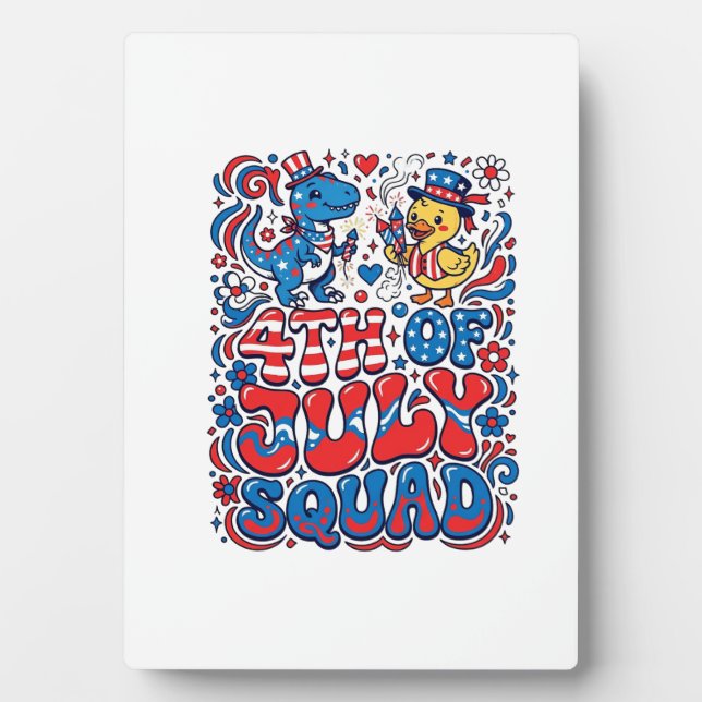 Patriotic Kawaii Dinosaur Best Step-dad Ever Step- Plaque (Front)
