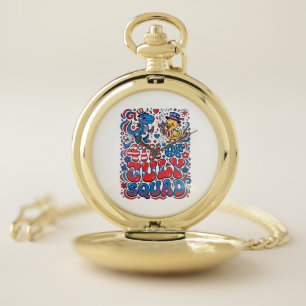Patriotic Kawaii Dinosaur Best Step-dad Ever Step- Pocket Watch