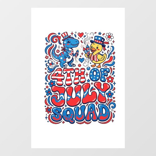 Patriotic Kawaii Dinosaur Best Step-dad Ever Step- Window Cling