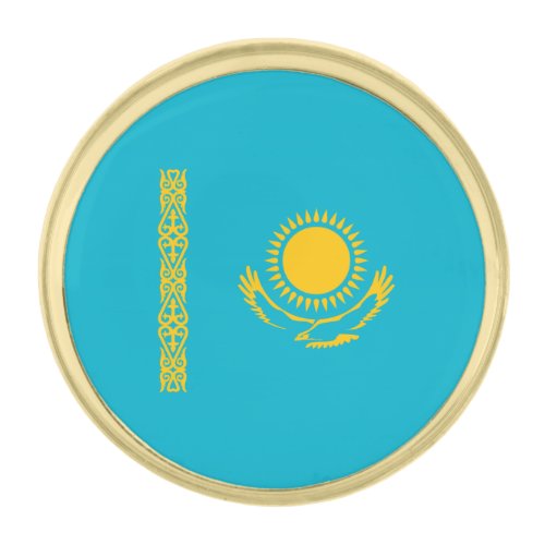 Patriotic Kazakhstan Flag Gold Finish Lapel Pin