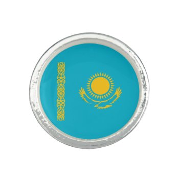 Patriotic Kazakhstan Flag Ring by topdivertntrend at Zazzle