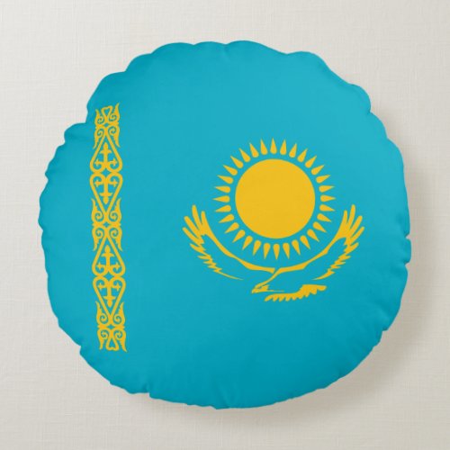 Patriotic Kazakhstan Flag Round Pillow