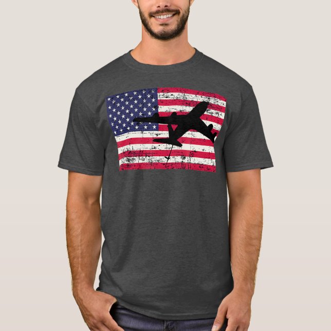 Patriotic KC135 Stratotanker jet American flag T-Shirt (Front)