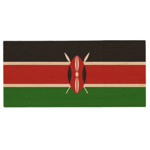 Patriotic Kenya Flag Wood Flash Drive