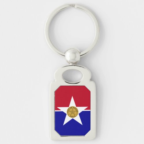 Patriotic keychain with Flag of Dallas