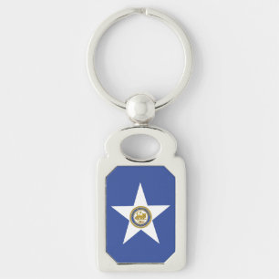 Patriotic keychain with Flag of Houston