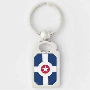 Patriotic keychain with Flag of Indianapolis