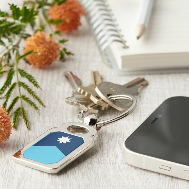 Patriotic keychain with Flag of Minnesota, USA (Side)