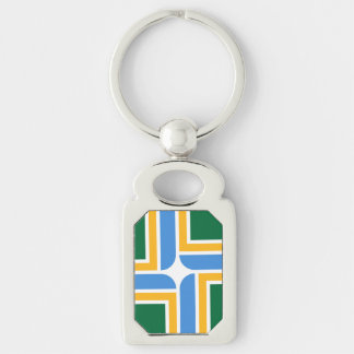 Patriotic keychain with Flag of Portland