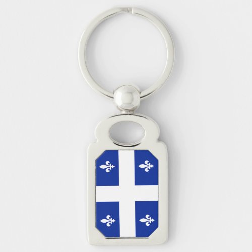 Patriotic keychain with Flag of Quebec Canada