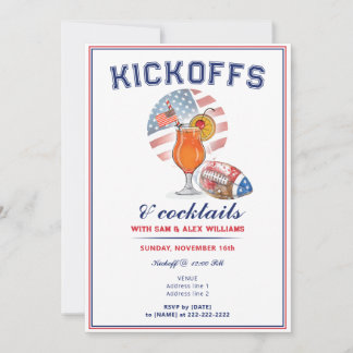 Patriotic Kickoffs & Cocktails Football Game Day Invitation