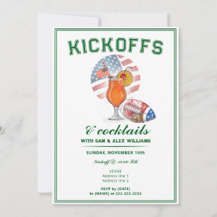 Patriotic Kickoffs & Cocktails Game Day Football Invitation