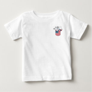 Patriotic Kids Construction Tools Flag Pocket Baby T-Shirt