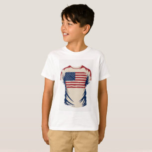 Patriotic Kids T‑Shirt – Stars & Stripes Design –  T-Shirt