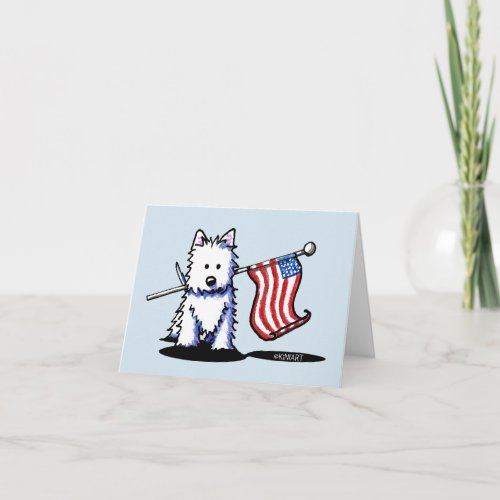 Patriotic KiniArt Westie USA Flag Card