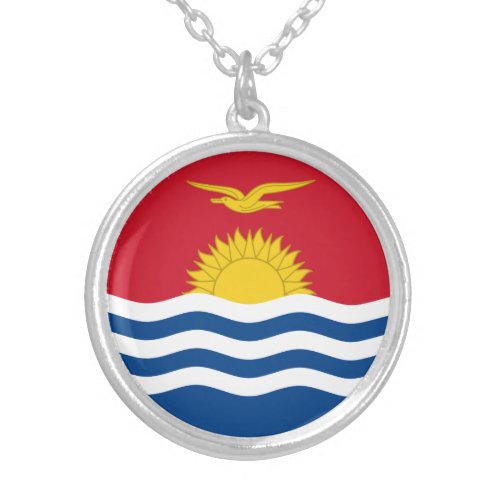 Patriotic Kiribati Flag Silver Plated Necklace