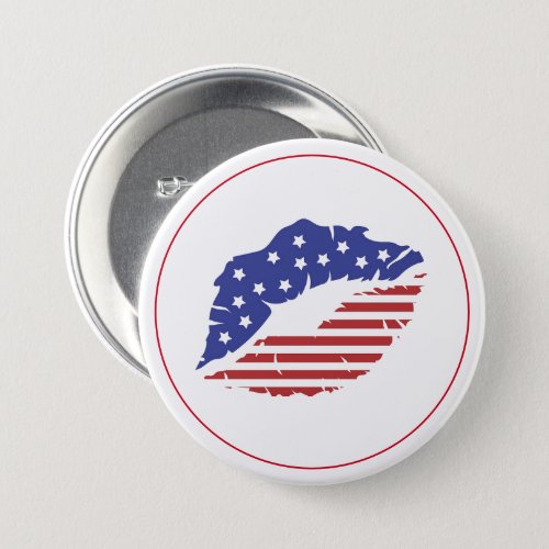 Patriotic Kiss Button Pin