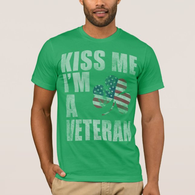 Patriotic Kiss Me I'm A Veteran T-Shirt (Front)