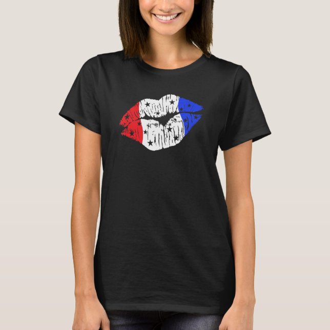 Patriotic Kiss on the Red  White  and Blue Lips US T-Shirt (Front)