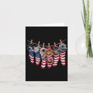 Patriotic Kittens In Aamerican Flag Socks Funny Card