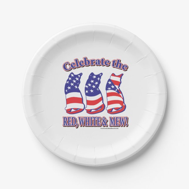 Patriotic Kitty Cats Paper Plates (Front)