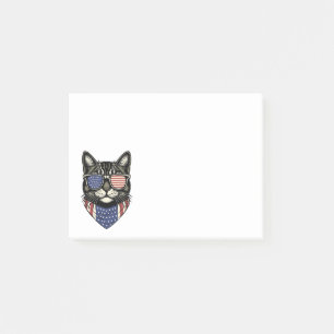 Patriotic Kitty Crazy Cat Lady USA American Flag Post-it Notes