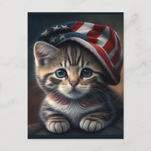 Patriotic Kitty   Postcard