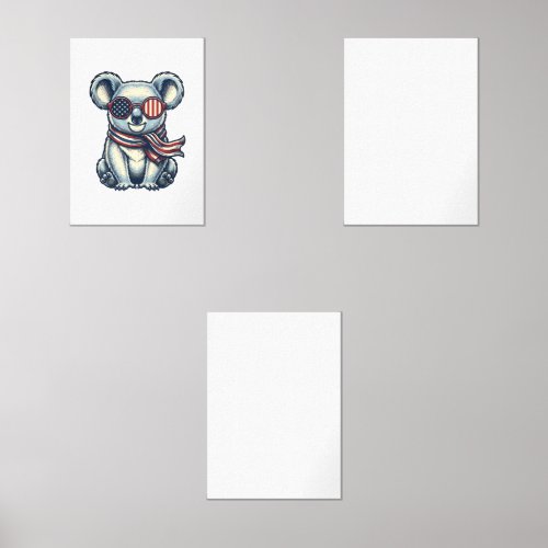 Patriotic Koala Vintage Engraving Shirt Design_1 Wall Art Sets