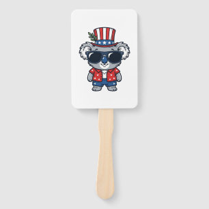 Patriotic Koala Vintage Style Vector Art_1 Hand Fan