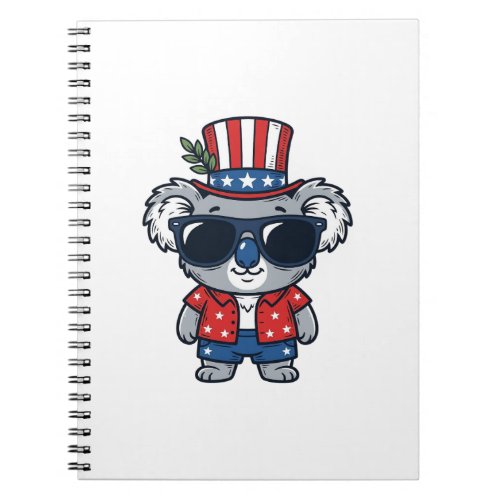 Patriotic Koala Vintage Style Vector Art_1 Notebook