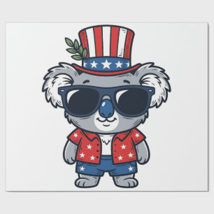 Patriotic Koala Vintage Style Vector Art_1 Wrapping Paper