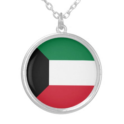 Patriotic Kuwait Flag Silver Plated Necklace