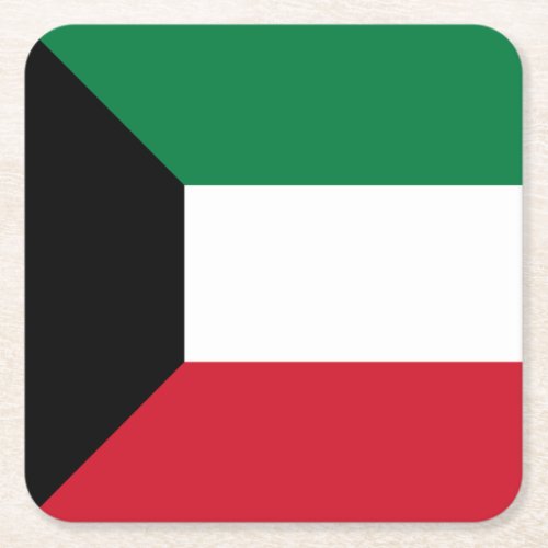 Patriotic Kuwait Flag Square Paper Coaster