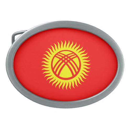 Patriotic Kyrgyzstan Flag Belt Buckle