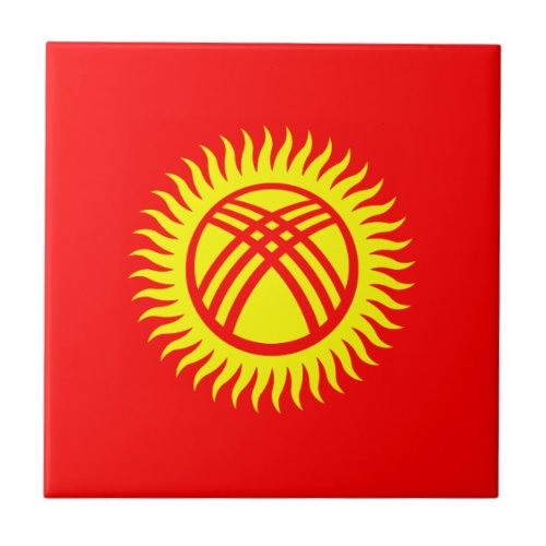 Patriotic Kyrgyzstan Flag Ceramic Tile