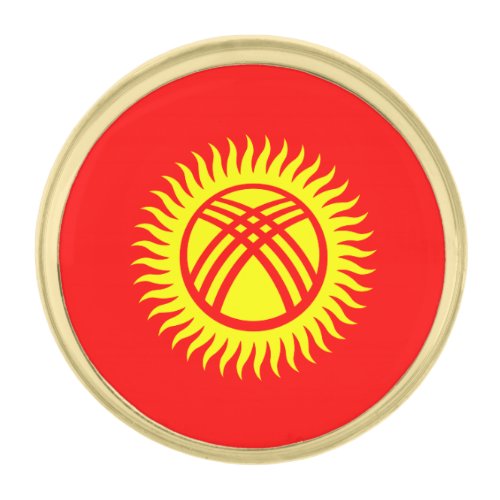 Patriotic Kyrgyzstan Flag Gold Finish Lapel Pin