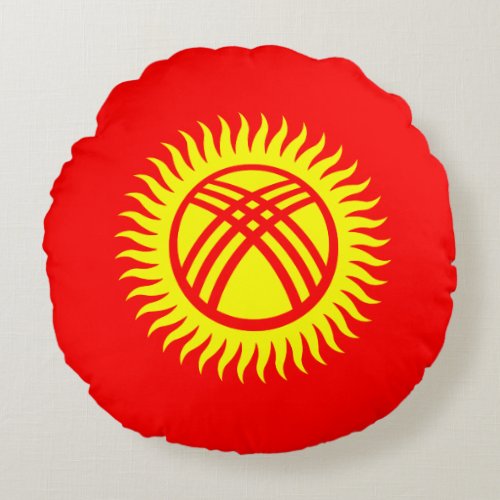 Patriotic Kyrgyzstan Flag Round Pillow