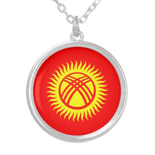 Patriotic Kyrgyzstan Flag Silver Plated Necklace