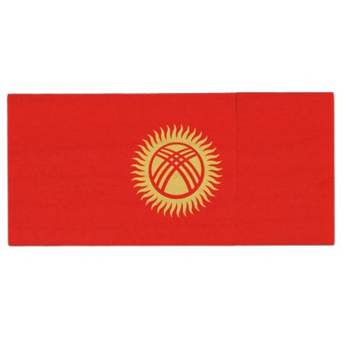Patriotic Kyrgyzstan Flag Wood Flash Drive
