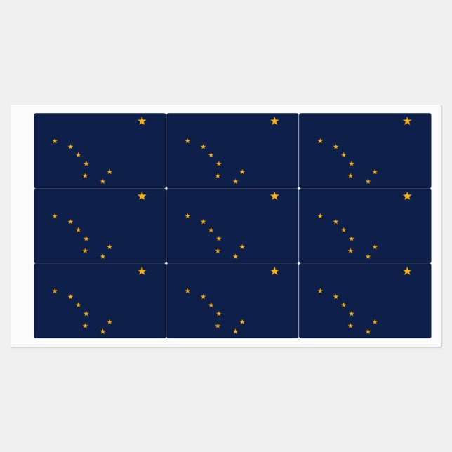 Patriotic labels with flag of Alaska State, USA (Sheet)