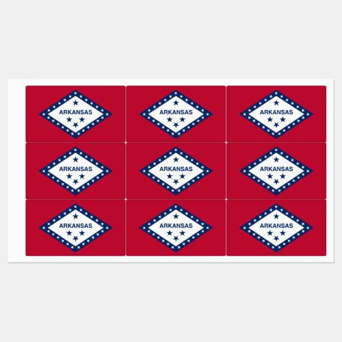 Patriotic labels with flag of Arkansas State USA