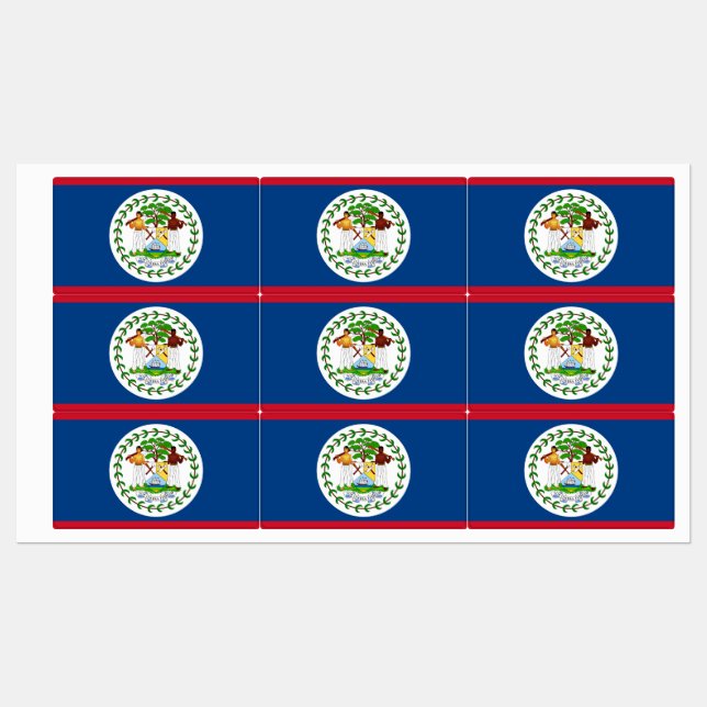 Patriotic labels with flag of Belize (Sheet)