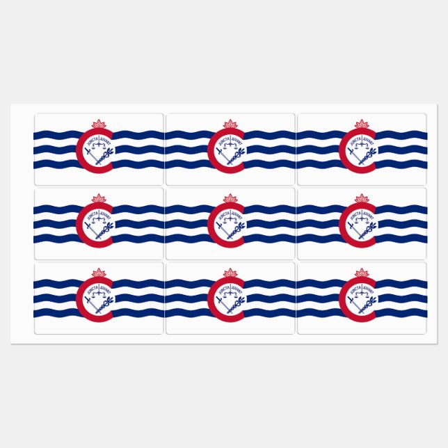 Patriotic labels with flag of Cincinnati City (Sheet)
