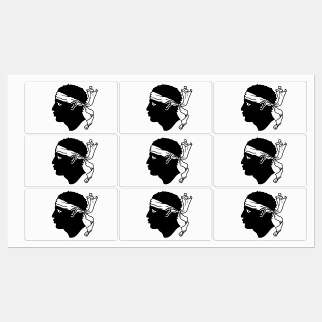 Patriotic labels with flag of Corsica, France (Sheet)