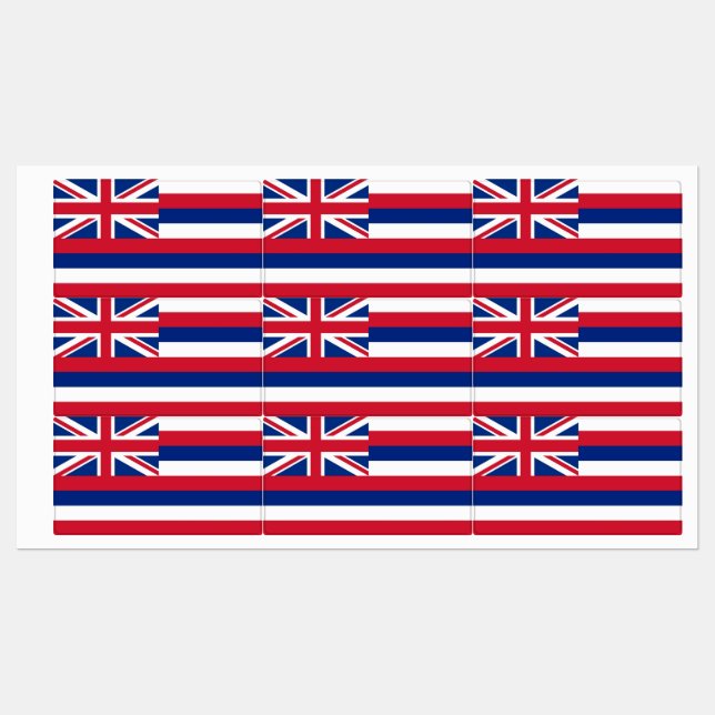 Patriotic labels with flag of Hawaii State (Sheet)