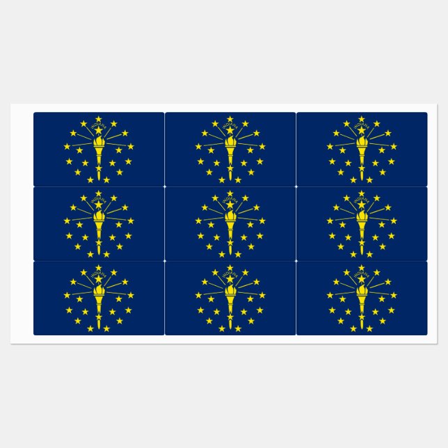 Patriotic labels with flag of Indiana State (Sheet)