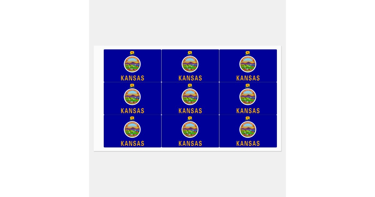 Patriotic labels with flag of Kansas State | Zazzle