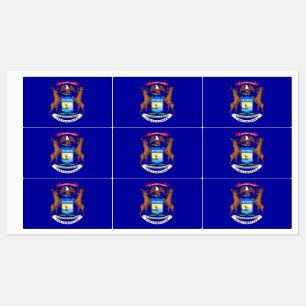 Patriotic labels with flag of Michigan State