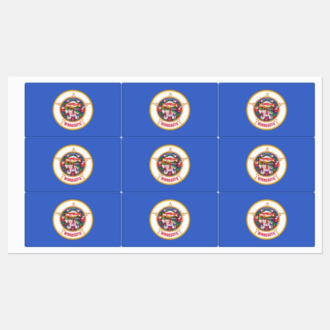 Patriotic labels with flag of Minnesota State (Sheet)