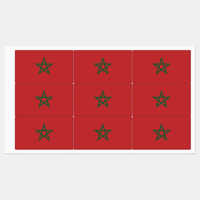 Patriotic labels with flag of Morocco  (Sheet)